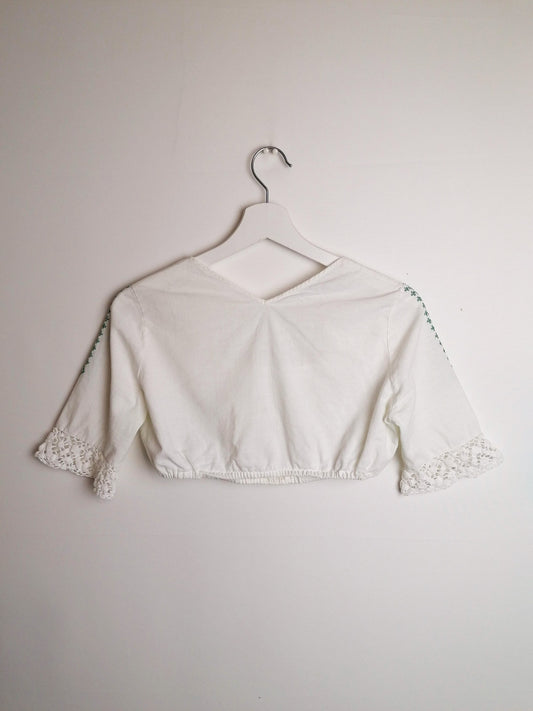 Cottage Core Dirndl Blouse Crop Top ~ size XS-S