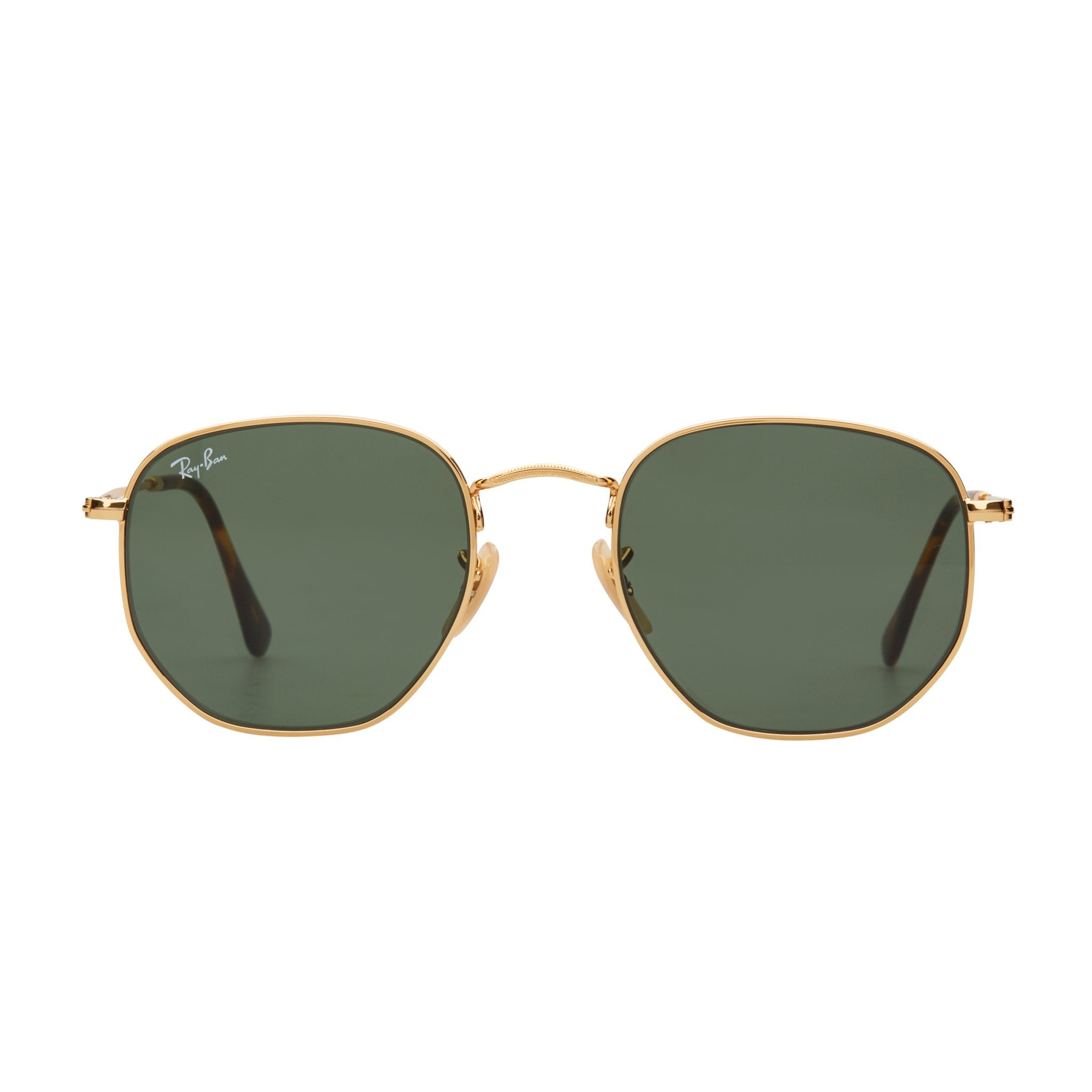 ray ban gold frame green lens