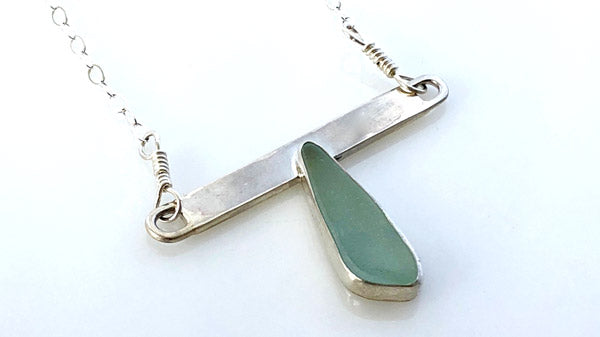bezel set modern sea glass pendant