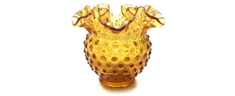 honey amber hobnail bowl