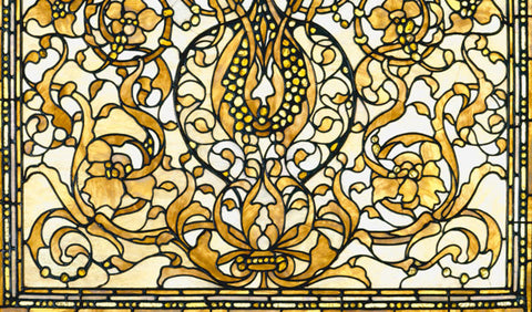 yellow amber stained glass window