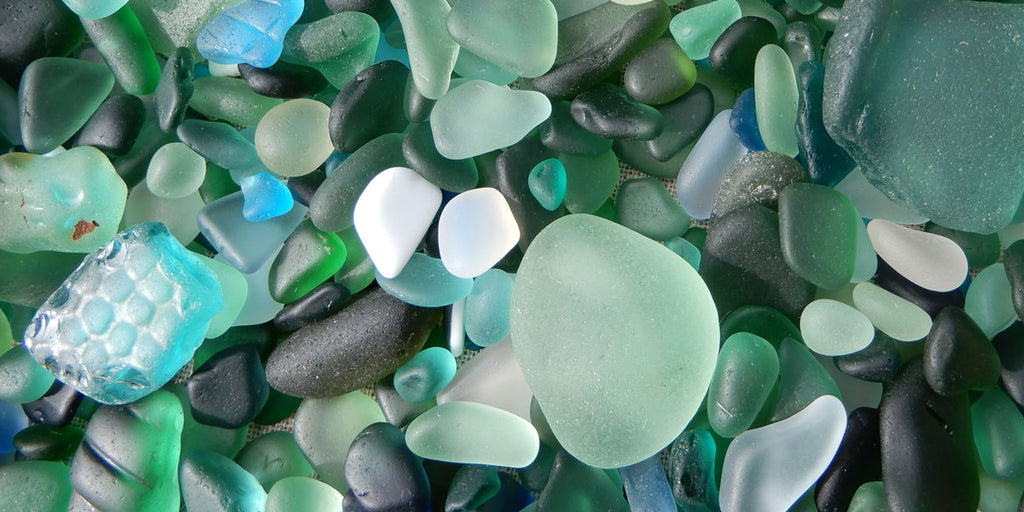 blue and green sea glass