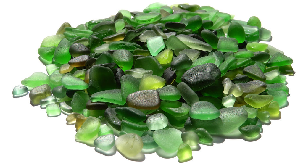 variety of green sea glass colors