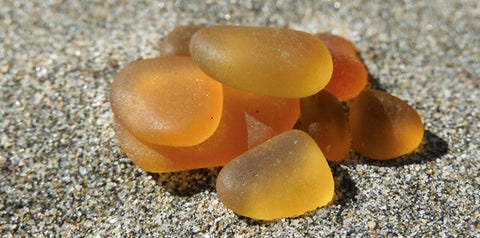 amber honey beach glass
