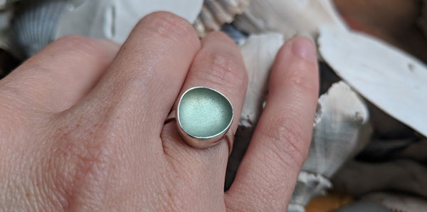 step by step how to for making sea glass ring