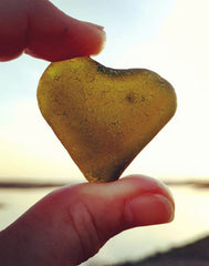 Sea glass heart from Italy
