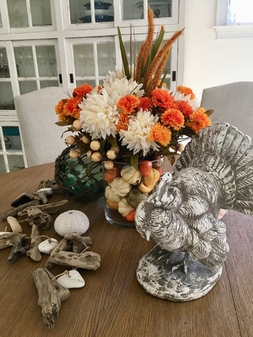 holiday table with driftwood