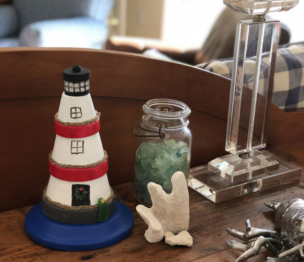 coastal decor flowerpot lighthouse