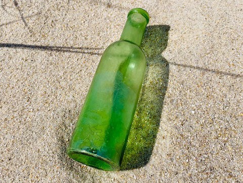 lime green beach glass bottle