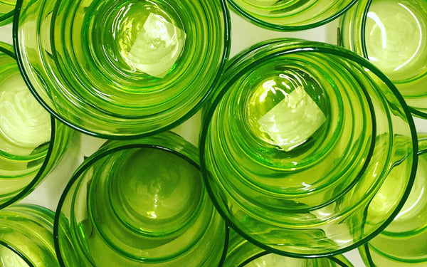 lime green drinking glasses