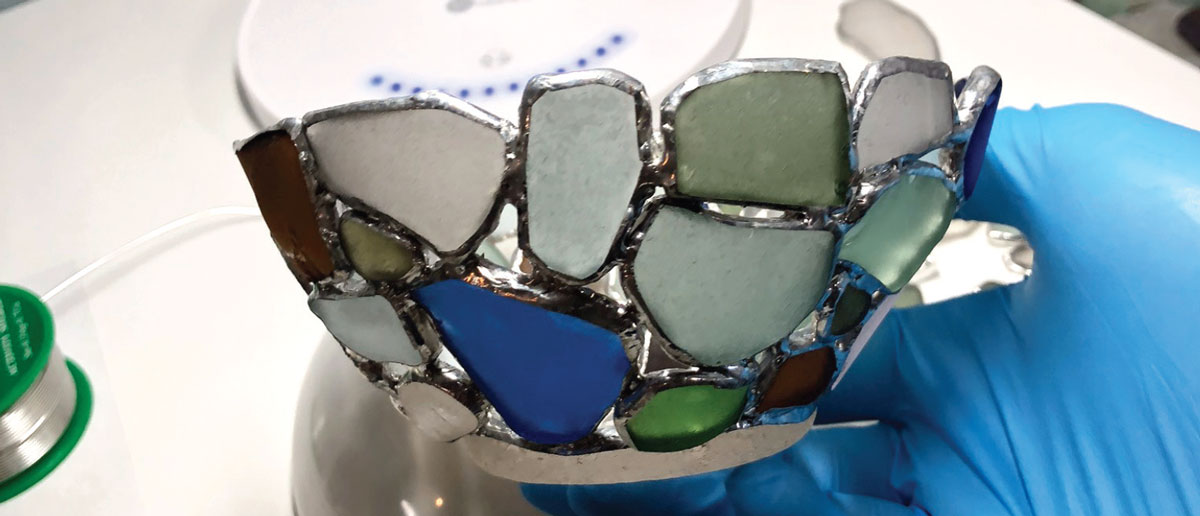 connect beach glass pieces with solder