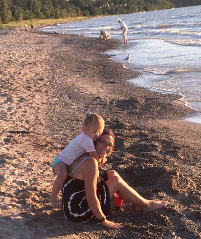 shanda and granddaughter on beach