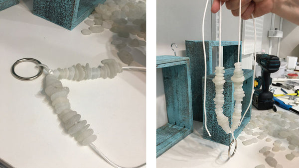 string beach glass on nylon cord