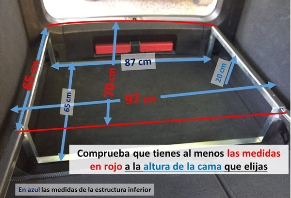 dimensiones del maletero mínimas para la cama de reflecar