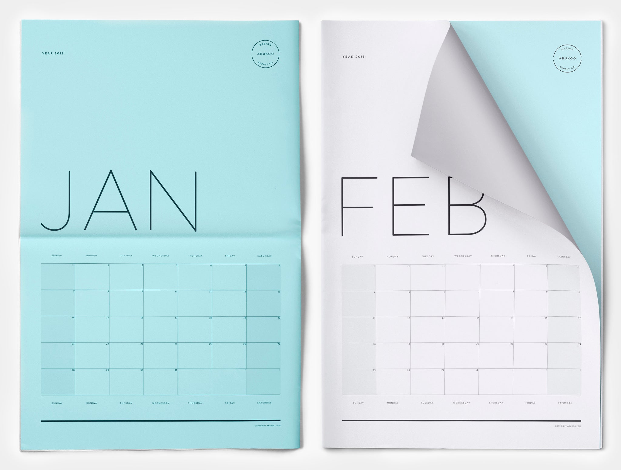 free 2018 printable monthly calendar design digital download