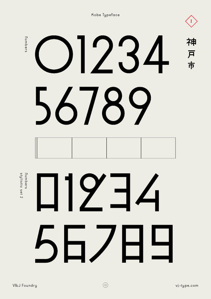 Kobe font numbers by VJ Type