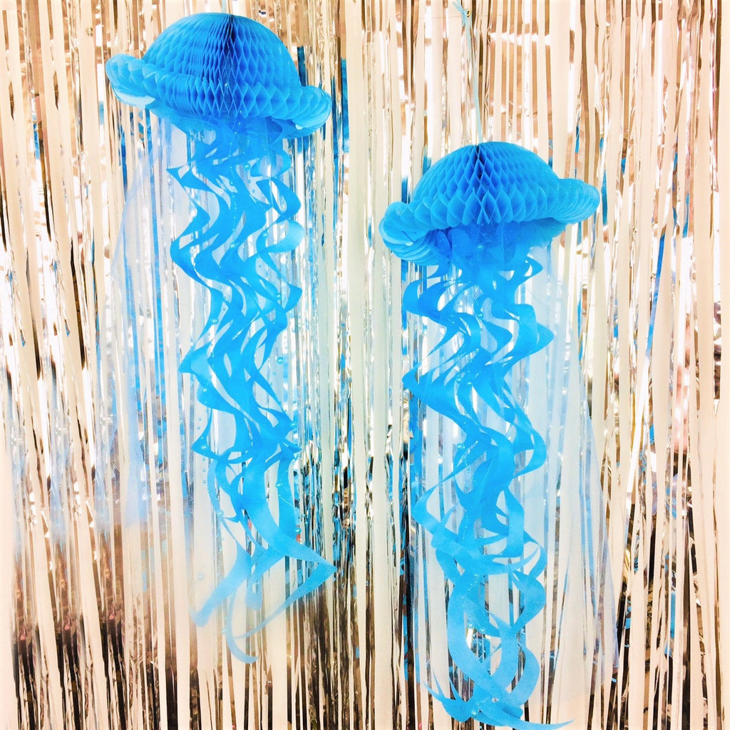 Blue Honeycomb Jellyfish Party Decorations