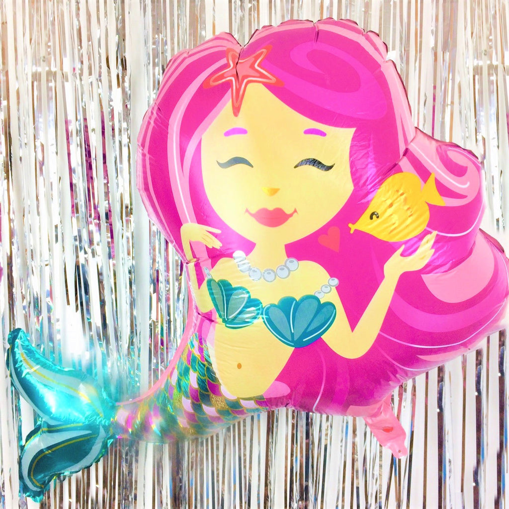 Large Pink Mermaid Foil Balloon
