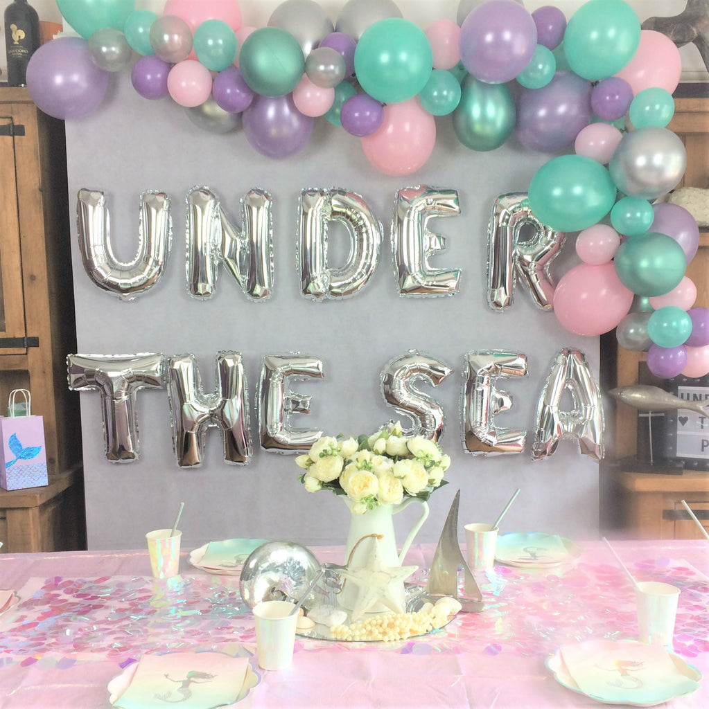 Under the Sea Silver Balloon Phrase Backdrop I Under the Sea Party Blog I My Dream Party Shop I UK
