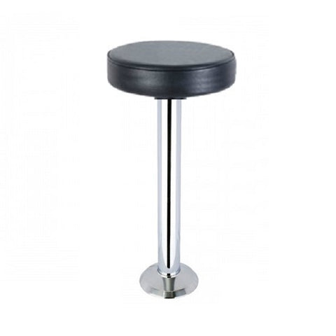 Chrome Bolt Down Bar Stool With Black Vinyl Seat