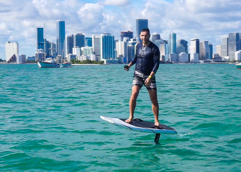 Martin Fuentes riding the efoil with Next Level Watersports