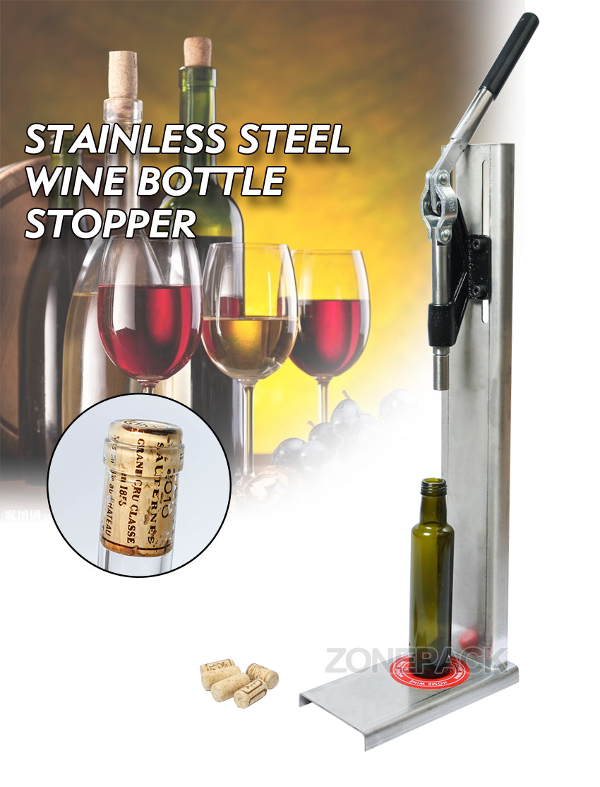 ZONEPACK Manual Stainless Steel Corkers Wine Corking Machine Capping Tool Brewed Wine Bottle Cork Press Inserting Machine