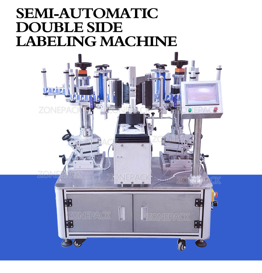 ZONEPACK XL-T806 Semi Automatic Double-side Soap Laundry Liquid Paste PET Flat Bottle Labeling Machine