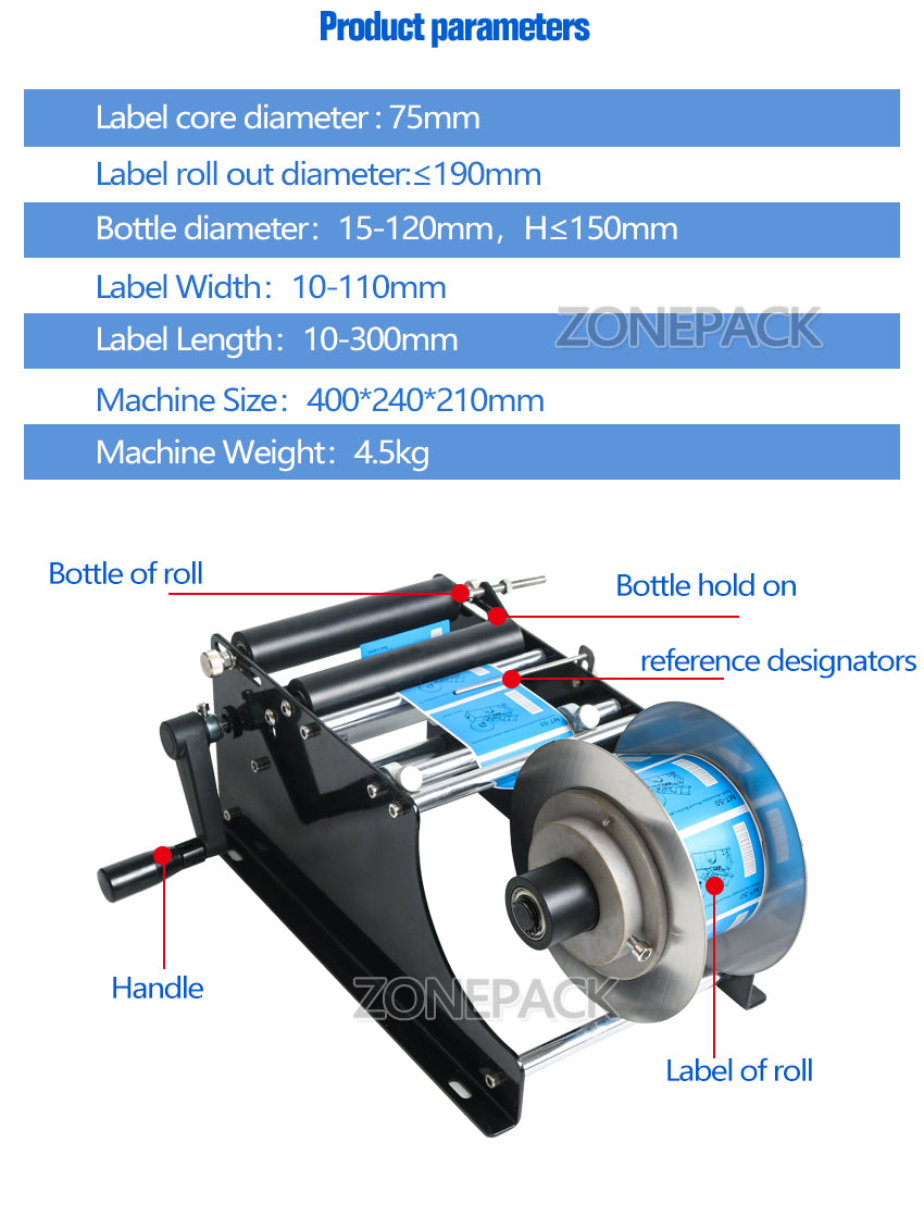 ZONESUN ZS-50 Manual Round Bottle Labeling Machine