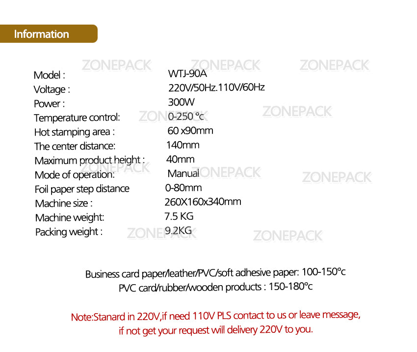 ZONEPACK Hot Stamping Machine For PVC Card Member Club Hot Foil Stamping Bronzing Machine