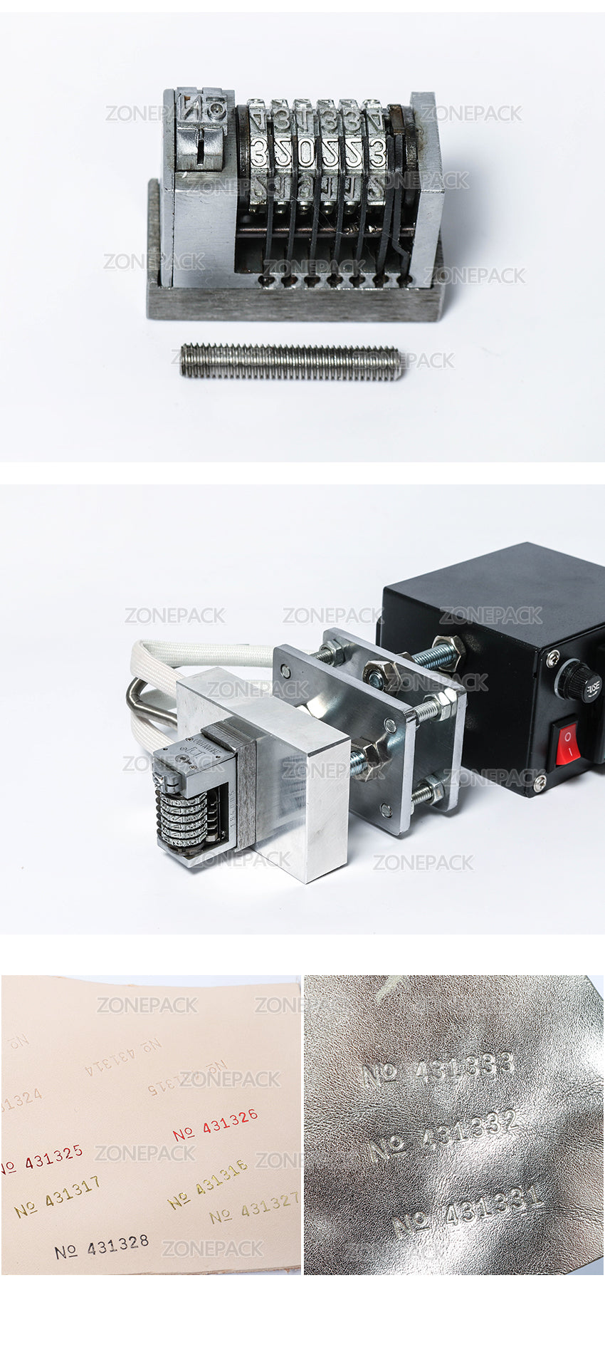 ZONEPACK Manual Hot Stamping Printer Accessory Thermal Ribbon Dialing Coding Tool Parts Production Number Coupon Print