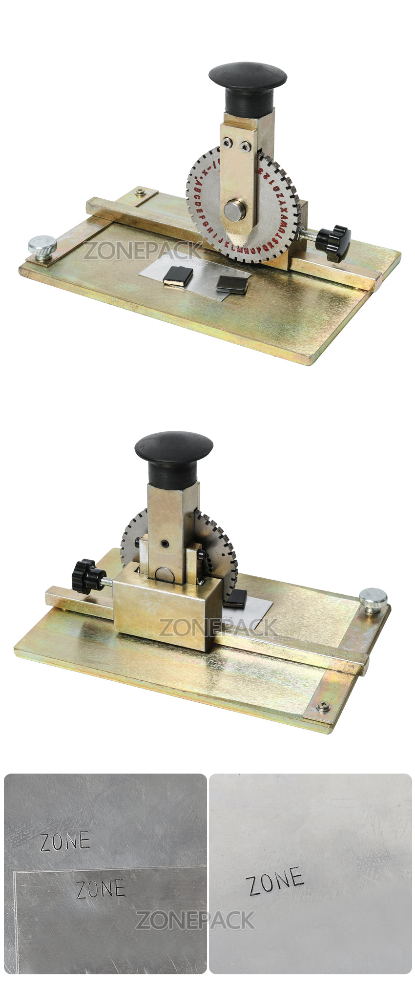 ZONESUN Manual Metal Stamping Marking Machine Deboss Embossing Machine