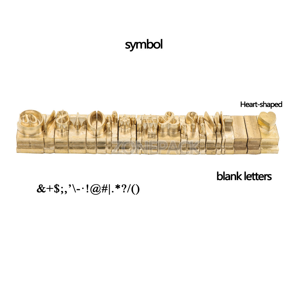 ZONEPACK Brass Letter Stamping Mold Hot Foil Stamping Copper Alphabet Letters Set