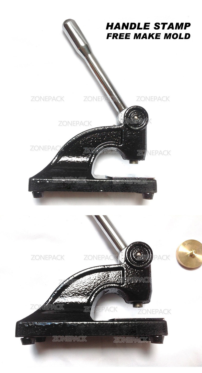 ZONEPACK BS45 Manual Desktop Steel Stamp Seal Company Name Seal Machine Heavy Stamping Machine Mold Stamper High Pressure Manual Stamper