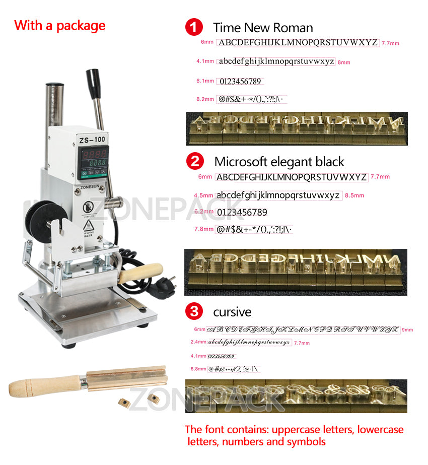 ZONEPACK ZS-100A Custom Logo Hot Foil Pencil Stamping Machine Manual Bronzing Machine For PVC Card Leather Paper Pencil Stamping Machine