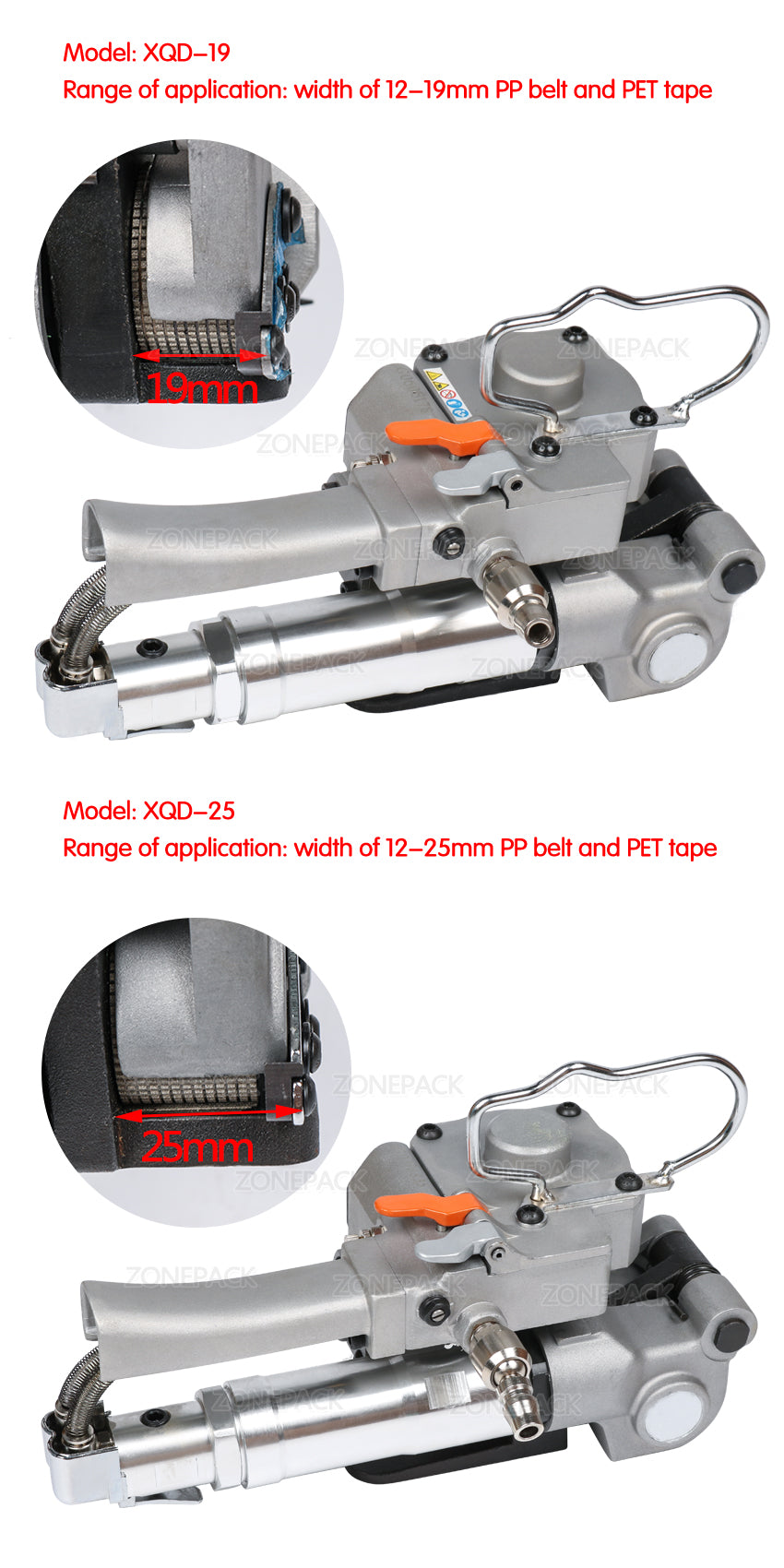 ZONESUN XQD-19 Pneumatic Strapping Tool,  PP and PET , Strapping Machine 1/2Inch to 3/4Inch (13-19mm)