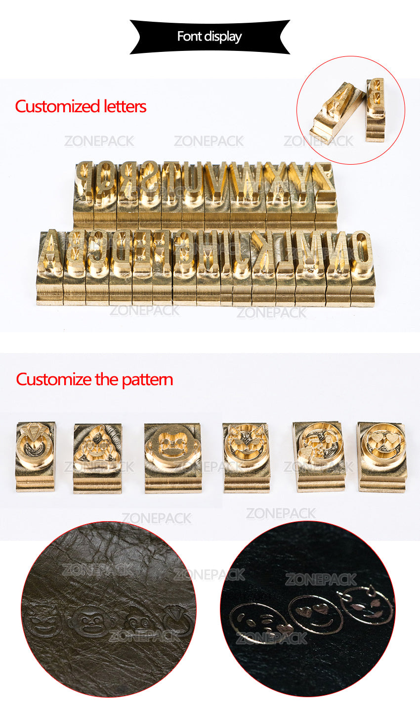ZONESUN 3mm 6mm 10mm Copper Brass Stamping Flexible Letters Numbers Alphabets Symbols Characters Molds