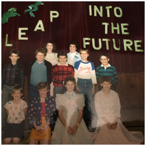 Picture of a teacher and gifted students from the 80s