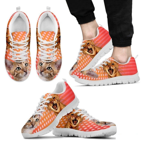 Toyger Cat Print (White/Black) Running Shoes For Men-Free Shipping-Paww-Printz-Merchandise