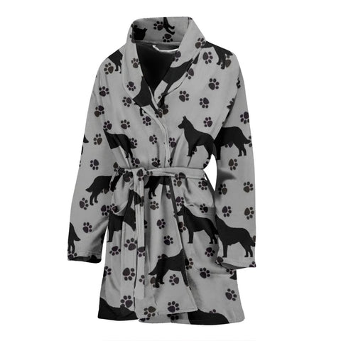 Belgian Malinois Dog Paws Pattern Print Women's Bath Robe-Free Shipping