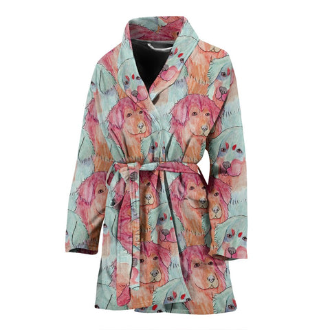 Tibetan Mastiff Dog Color Art Print Women's Bath Robe-Free Shipping