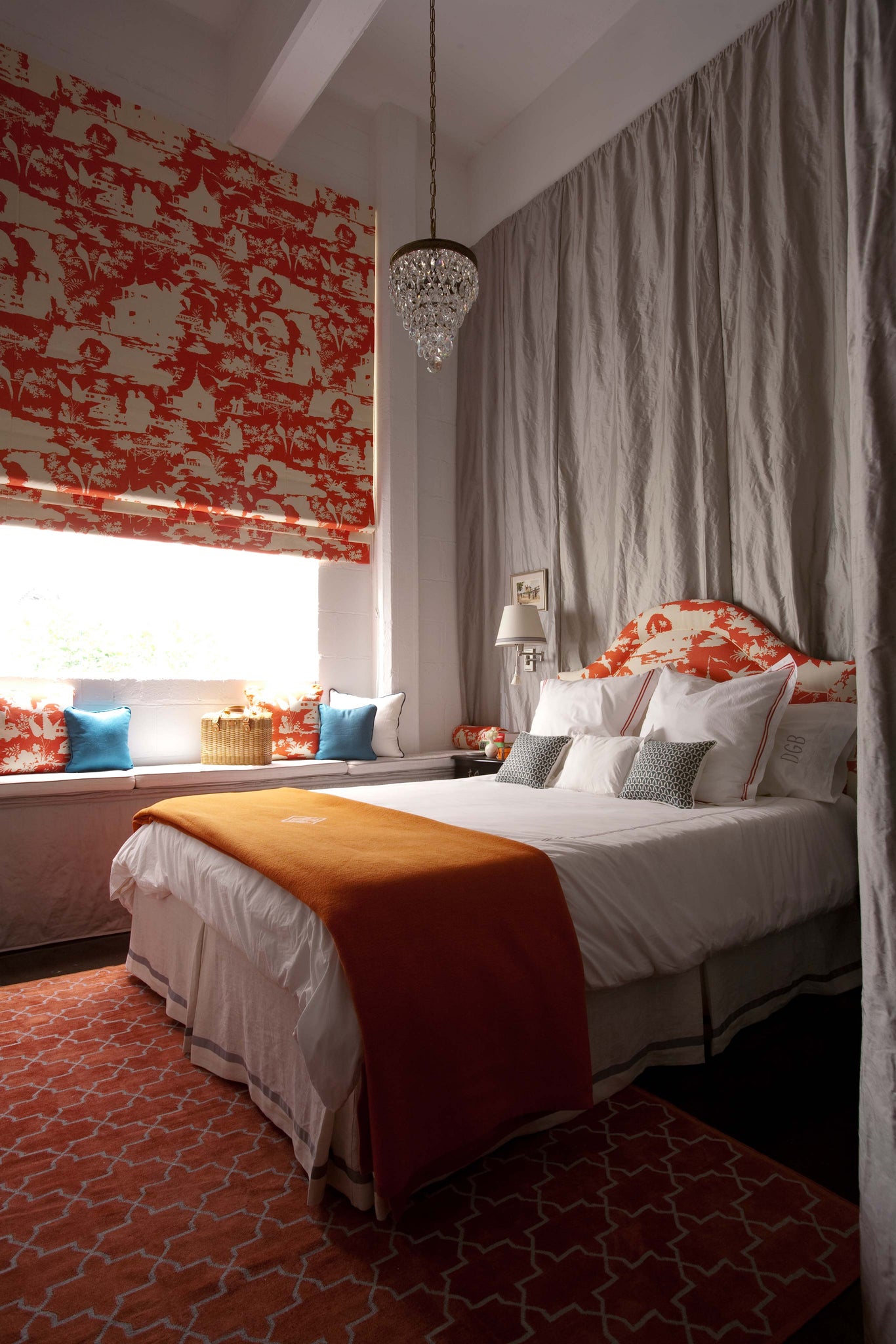 Orange and Grey Bedroom