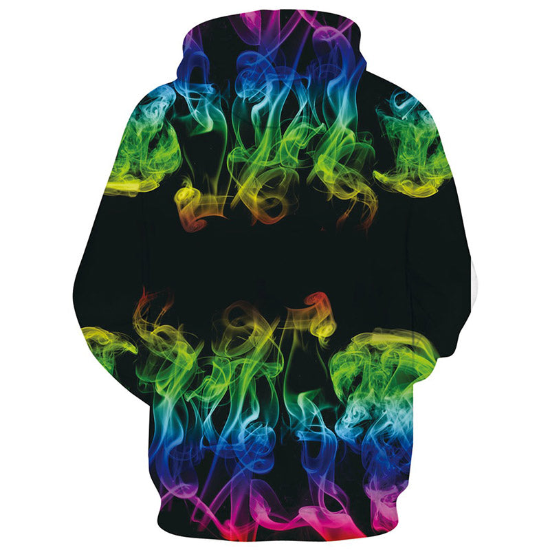 men 3d abstract smoke print hooded sweatshirt