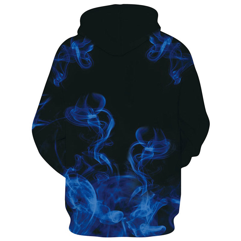 men 3d abstract smoke print hooded sweatshirt