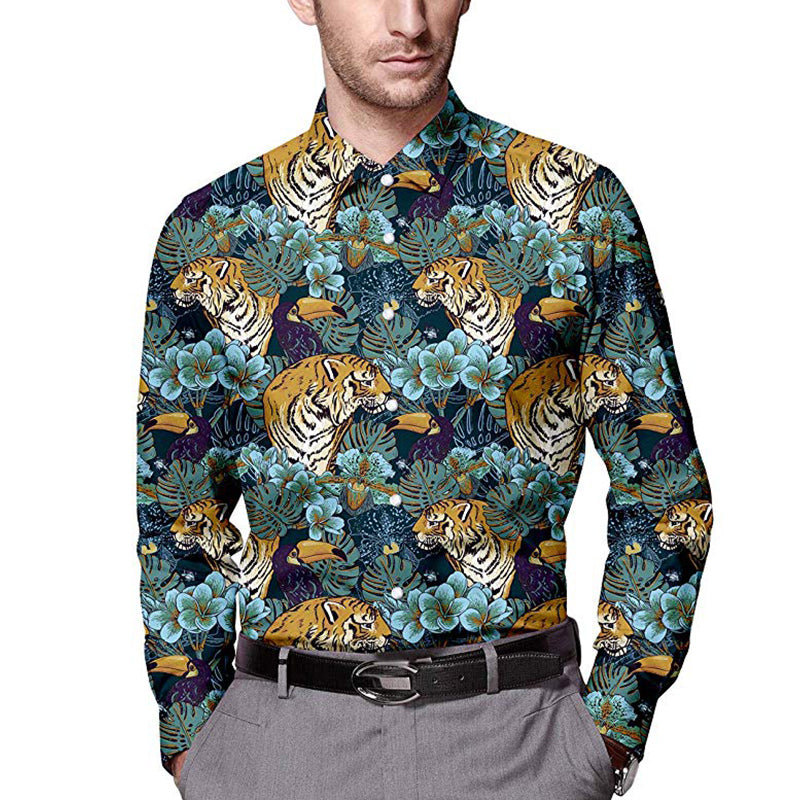 long sleeve tiger print shirt