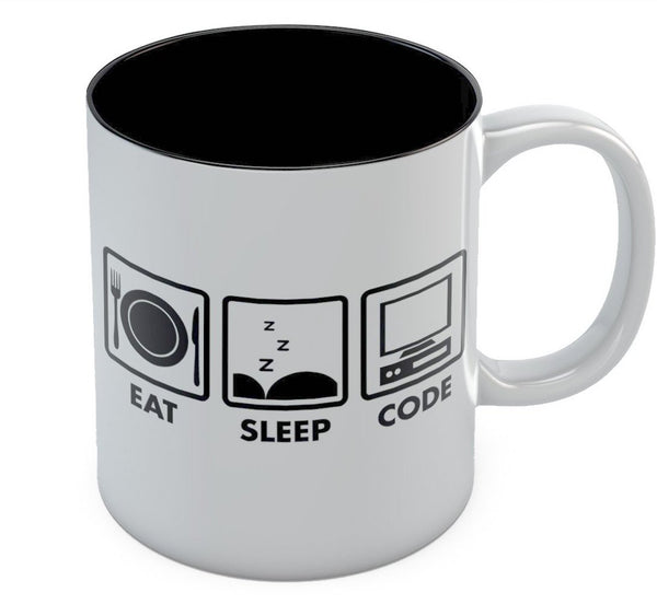 Gift idea for programmers and developers - eat sleep code mug