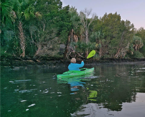 Anne Kelly kayaking the Crystal River in Florida.
