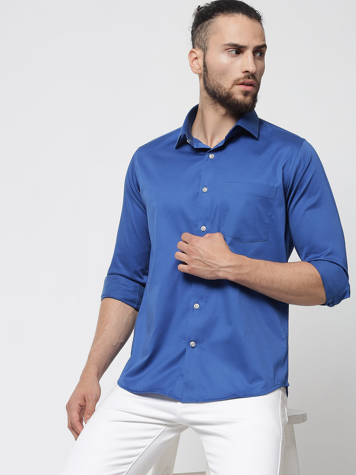 royal blue button up shirt short sleeve