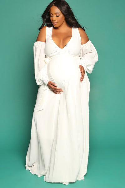 Maternity Bridal Wear, Gender Reveal, shoulder Gown, Plus Size – Chic Bump Club