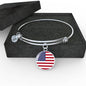 American Flag Circle Pendant on Necklace or Bangle