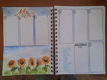 watercolour illustrated page in Rachel's planner